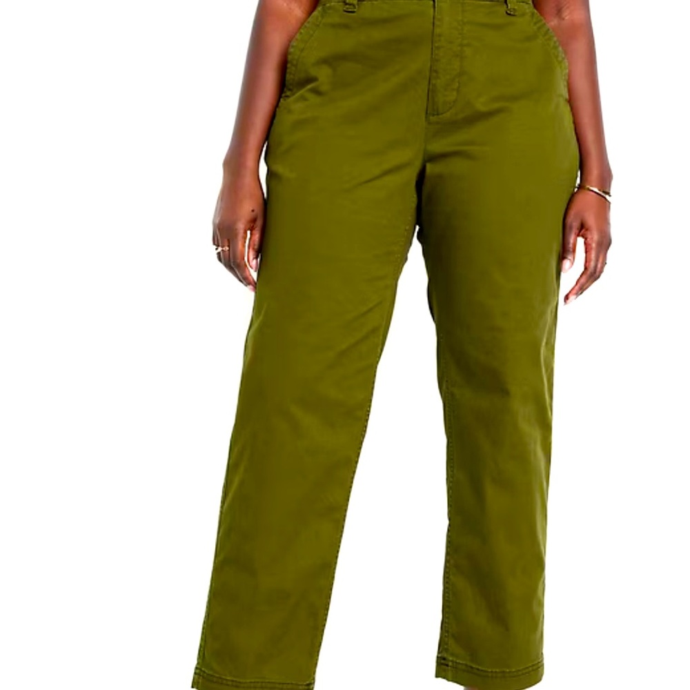 Old Navy Women's High-Waisted OG Chino Green Pants NWT